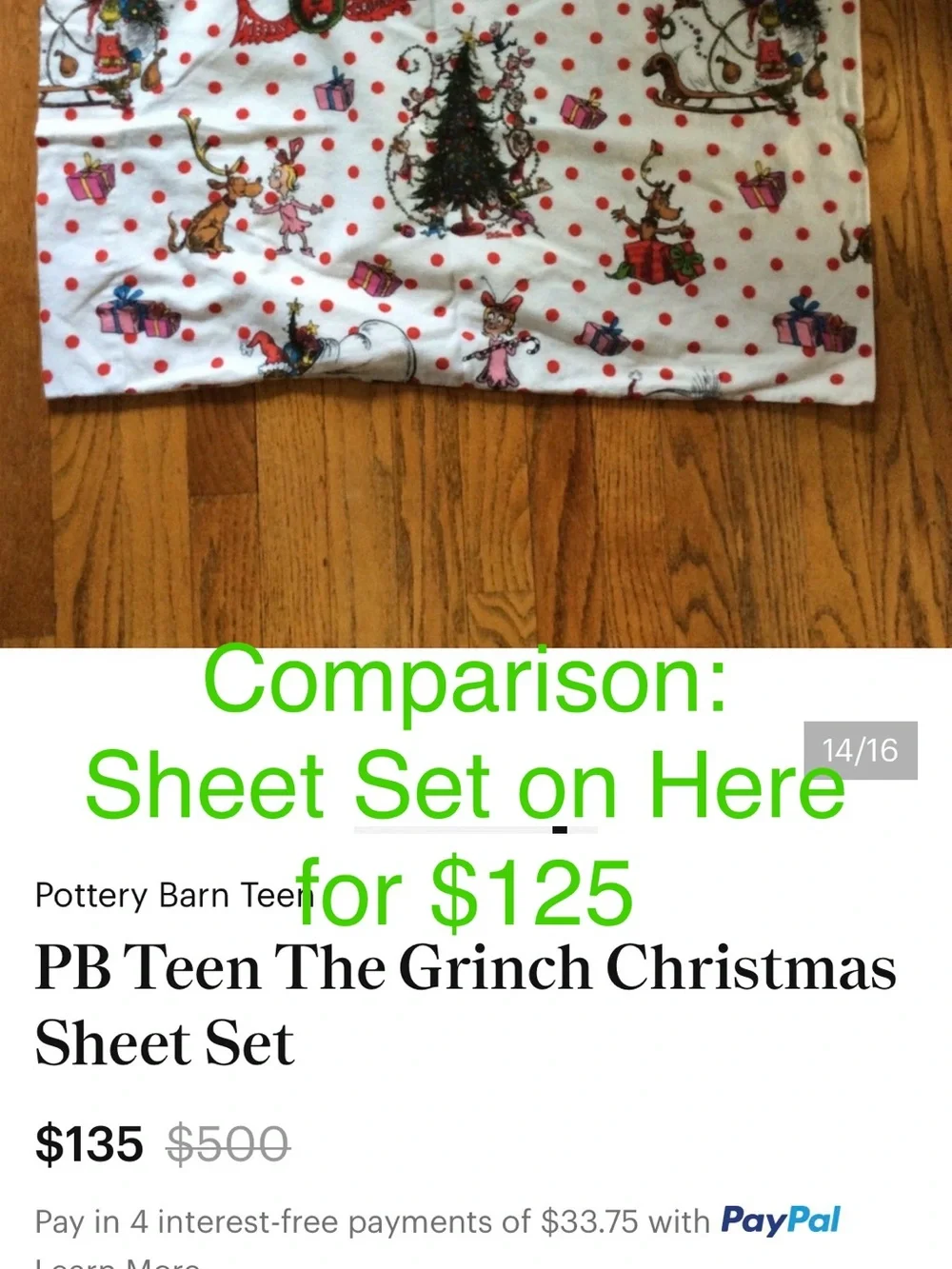 Pottery Barn GRINCH Flannel Queen/Full Duvet Cover + 2 Matching Euro Shams